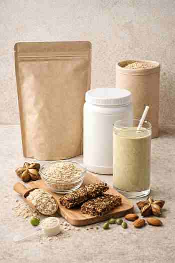 Unbranded plant-based protein powder used in functional food and beverage applications, including smoothies and nutrition products